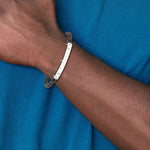 Sterling Silver Genuine Leather ID 8in Toggle Bracelet view 5