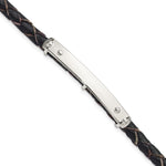 Sterling Silver Genuine Leather ID 8in Toggle Bracelet view 1