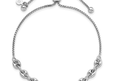 Sterling Silver Rhodium-plated Fancy Adjustable Bracelet (Style QG6259)