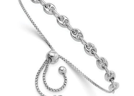 Sterling Silver Rhodium-plated Fancy Adjustable Bracelet (Style QG6259)