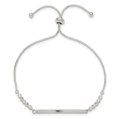 Sterling Silver with CZ Adjustable ID Bracelet