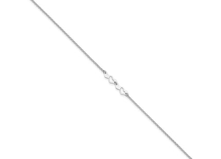 Sterling silver heart anklet, alternate view