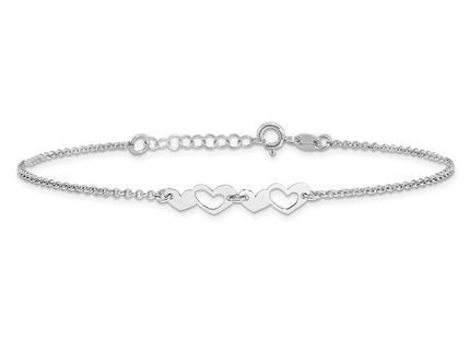 Sterling silver heart anklet, another view