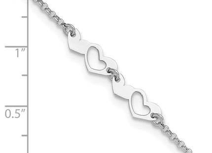 Sterling silver heart anklet, further view