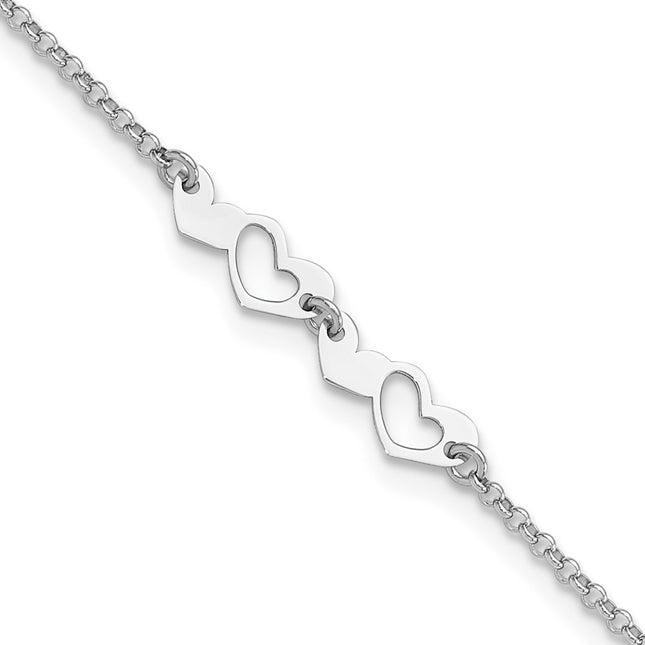 Sterling silver heart anklet