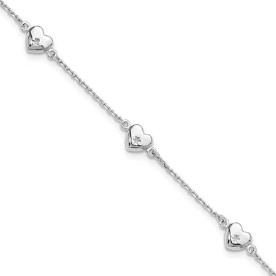 Sterling silver heart anklet