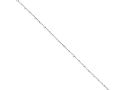 Sterling Silver Rhodium-plated FWC Pearl 9in Plus 1in ext Anklet (Style QG6333-9)