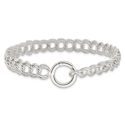Sterling Silver Polished Double Link 7in Charm Bracelet