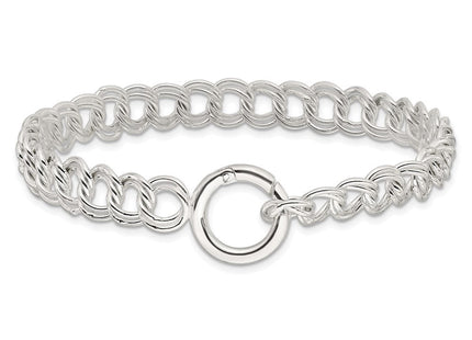 Sterling Silver Polished Double Link 8in Charm Bracelet