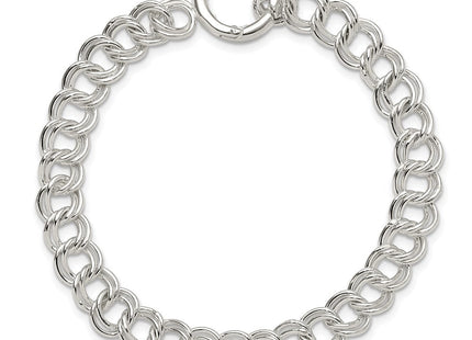 Sterling Silver Polished Double Link 8in Charm Bracelet