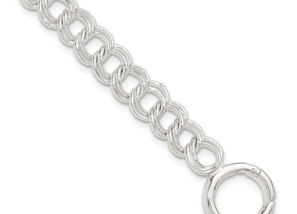 Sterling Silver Polished Double Link 8in Charm Bracelet