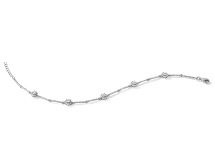 Sterling Silver Rhodium-plated CZ Link 7in w/1in ext. Bracelet