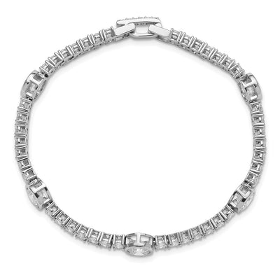 Sterling Silver Rhodium-plated CZ 7in Tennis Bracelet