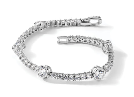 Sterling Silver Rhodium-plated CZ 7in Tennis Bracelet