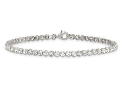 Sterling Silver Rhodium-plated Round CZ 7.5in Tennis Bracelet (Style QG6429-7.5)