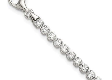 Sterling Silver Rhodium-plated Round CZ 7.5in Tennis Bracelet (Style QG6429-7.5)