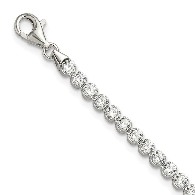 Sterling Silver Rhodium-plated Round CZ 7.5in Tennis Bracelet