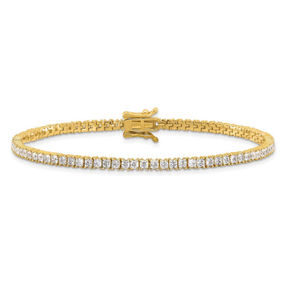 Sterling Silver Gold-tone Princess Cut CZ 7.75in Tennis Bracelet