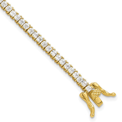 Sterling Silver Gold-tone Princess Cut CZ 7.75in Tennis Bracelet