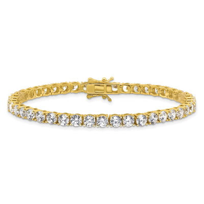 Sterling Silver Gold-tone CZ 7.5in Tennis Bracelet