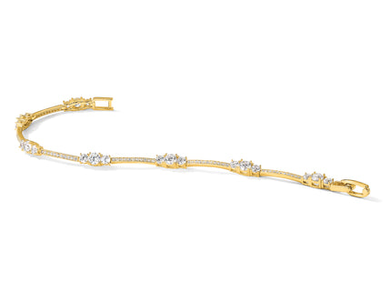 Sterling Silver Gold-tone CZ 7in Bracelet