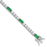 Sterling Silver Rhodium-plated Green and White CZ 7.25in Tennis Bracelet