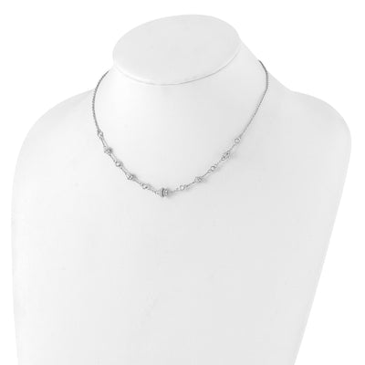 Pure Fire Sterling Silver Rhodium-plated Fancy CZ 7in w/1in ext Necklace