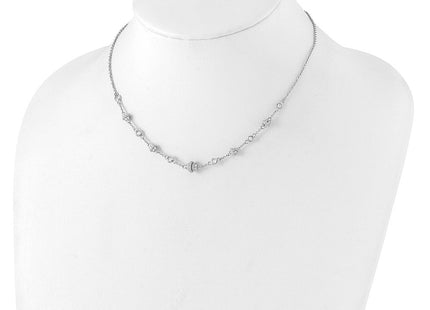 Sterling Silver Rhodium-plated Fancy 16in w/2in ext CZ Necklace (Style QG6487-16)