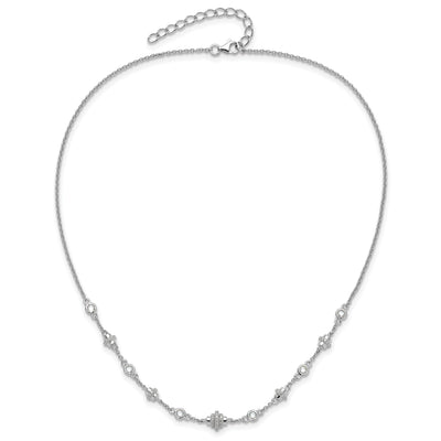 Pure Fire Sterling Silver Rhodium-plated Fancy CZ 7in w/1in ext Necklace