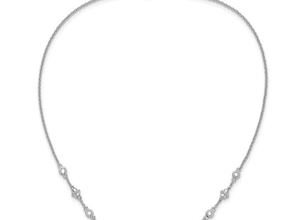 Sterling Silver Rhodium-plated Fancy 16in w/2in ext CZ Necklace (Style QG6487-16)
