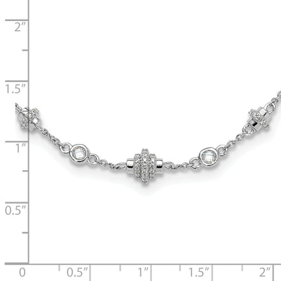 Pure Fire Sterling Silver Rhodium-plated Fancy CZ 7in w/1in ext Necklace
