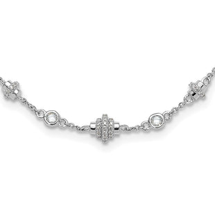 Sterling Silver Rhodium-plated Fancy 16in w/2in ext CZ Necklace (Style QG6487-16)