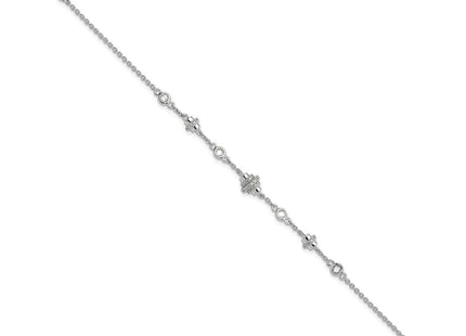 Pure Fire Sterling Silver Rhodium-plated Fancy CZ 7in w/1in ext Necklace