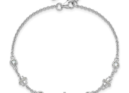 Pure Fire Sterling Silver Rhodium-plated Fancy CZ 7in w/1in ext Necklace