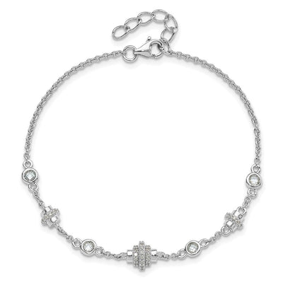 Pure Fire Sterling Silver Rhodium-plated Fancy CZ 7in w/1in ext Necklace