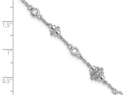 Pure Fire Sterling Silver Rhodium-plated Fancy CZ 7in w/1in ext Necklace