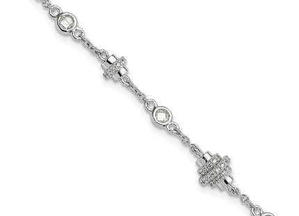 Pure Fire Sterling Silver Rhodium-plated Fancy CZ 7in w/1in ext Necklace