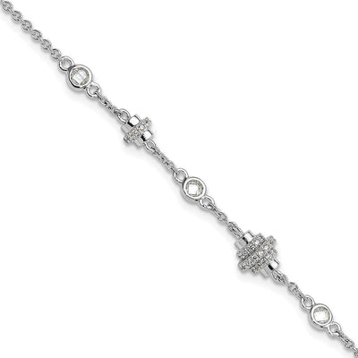 Pure Fire Sterling Silver Rhodium-plated Fancy CZ 7in w/1in ext Necklace