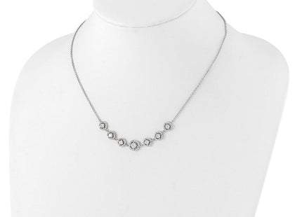 Pure Fire Sterling Silver Rhod-plated Fancy CZ 17.75in w/2in ext Bracelet