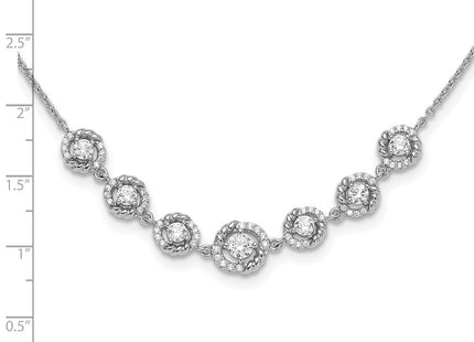 Pure Fire Sterling Silver Rhod-plated Fancy CZ 17.75in w/2in ext Bracelet