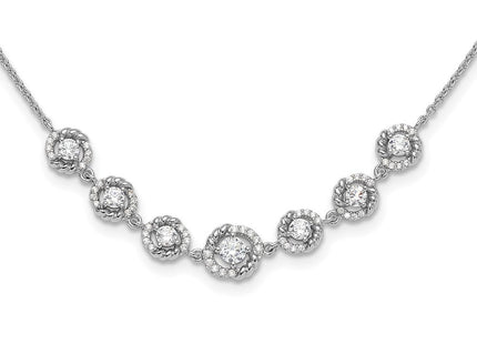 Pure Fire Sterling Silver Rhod-plated Fancy CZ 17.75in w/2in ext Necklace (Style QG6488-17)