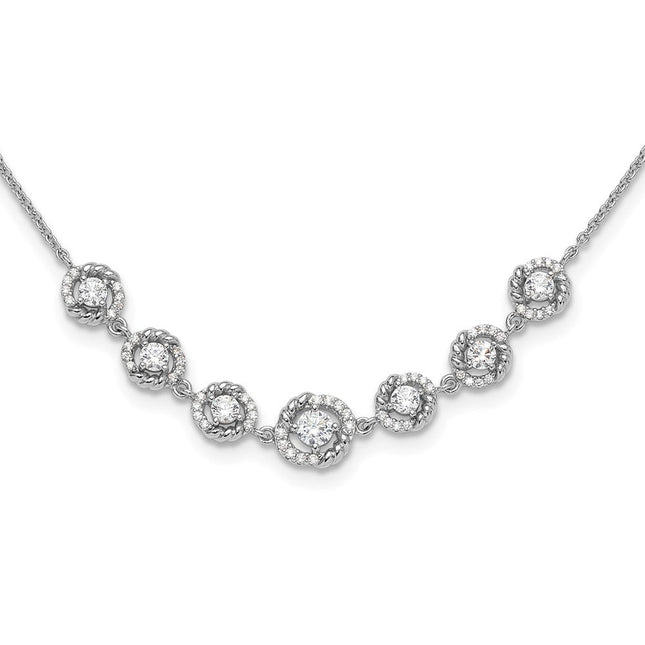 Pure Fire Sterling Silver Rhod-plated Fancy CZ 17.75in w/2in ext Bracelet