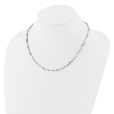 Sterling Silver Rhodium-plated Polished CZ Tennis Necklace