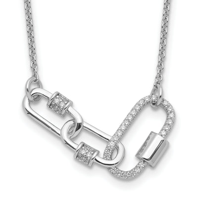 Pure Fire Sterling Silver Rhodium-plated 7.5in w/1in ext CZ Necklace