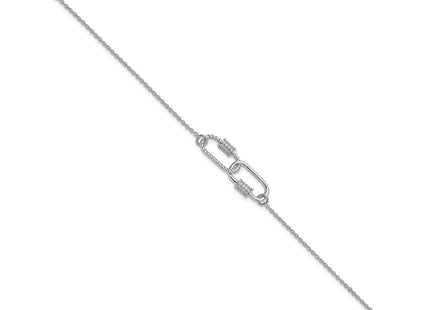 Pure Fire Sterling Silver Rhodium-plated 7.5in w/1in ext CZ Necklace