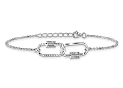 Pure Fire Sterling Silver Rhodium-plated 7.5in w/1in ext CZ Necklace