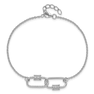 Pure Fire Sterling Silver Rhodium-plated 7.5in w/1in ext CZ Necklace