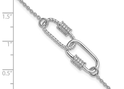 Pure Fire Sterling Silver Rhodium-plated 7.5in w/1in ext CZ Necklace