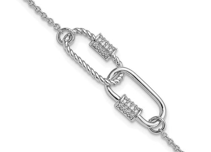 Pure Fire Sterling Silver Rhodium-plated 7.5in w/1in ext CZ Necklace