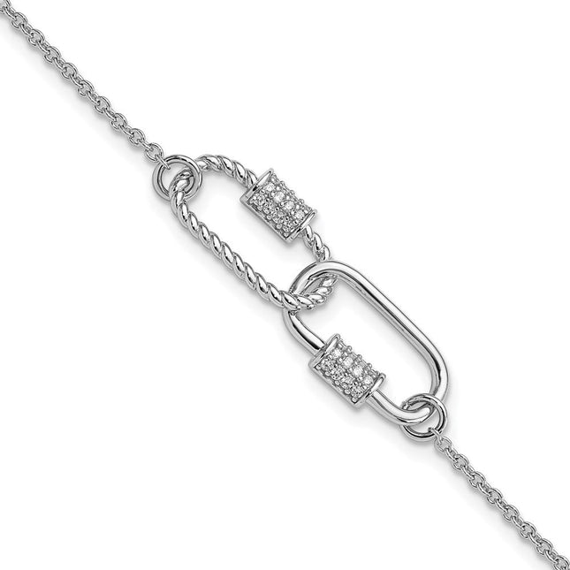 Pure Fire Sterling Silver Rhodium-plated 7.5in w/1in ext CZ Necklace